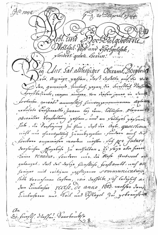 Grenzsteinweg – Akte aus dem Jahr 1744 Grenzsteinweg - Akte aus dem Jahr 1744